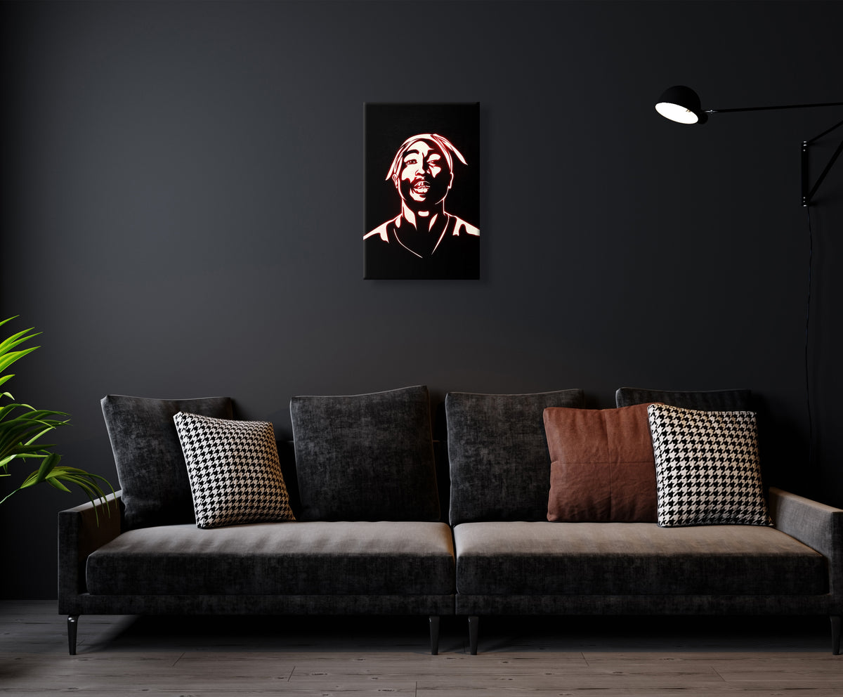 Tupac neon 3 Artwork Printed On Museum Quality Canvas Art Canvas NZ