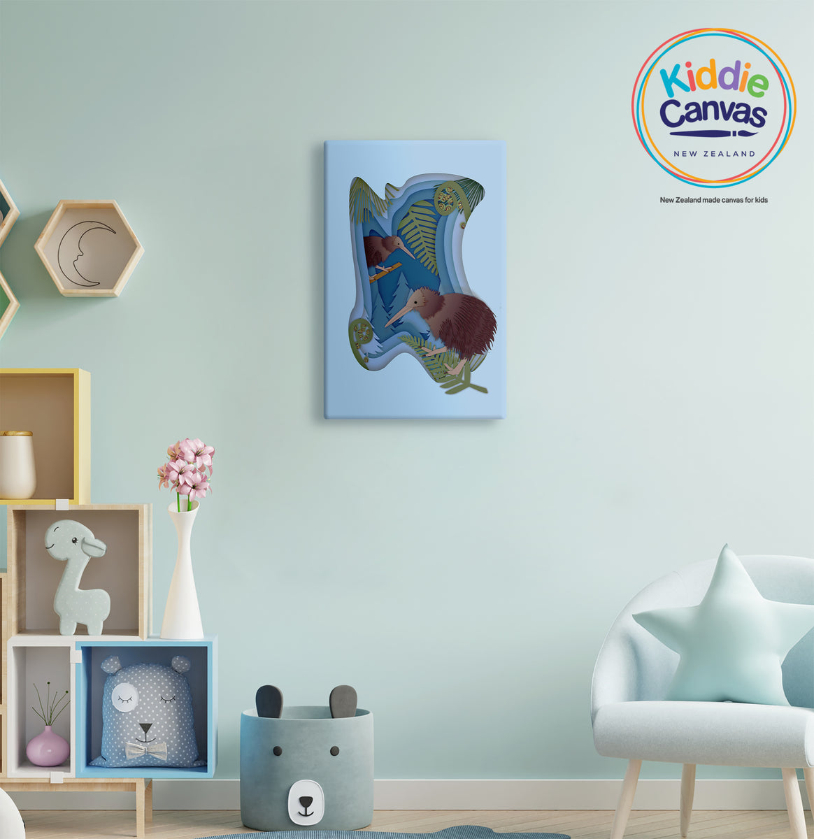 39. Papercut Kiwi Artwork KIDS CANVAS Art Canvas NZ