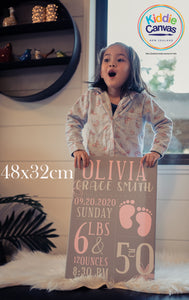 38. Baby stats girl (personalized) artwork - KIDS CANVAS - by Code Zero Studio