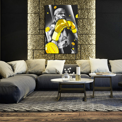 Floyd Mayweather (gold) artwork by Marjun L