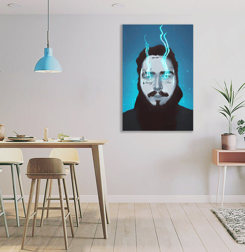 Post Malone ( Blue fire ) artwork by Code Zero Studio