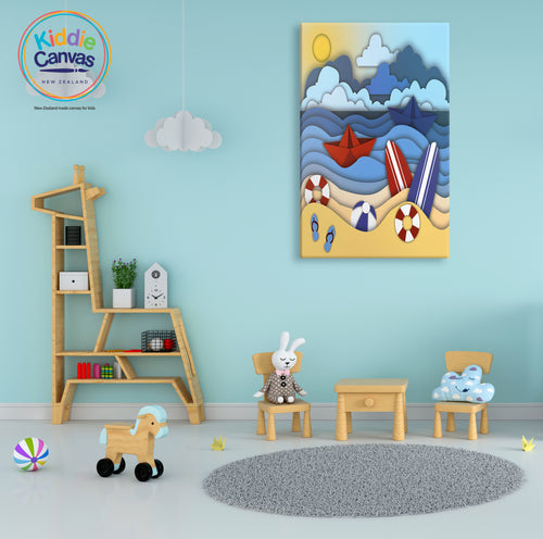 40. Papercut Boat artwork - KIDS CANVAS - by Mina Crafts