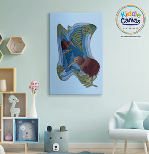 39.  Papercut Kiwi artwork - KIDS CANVAS - by Mina Crafts