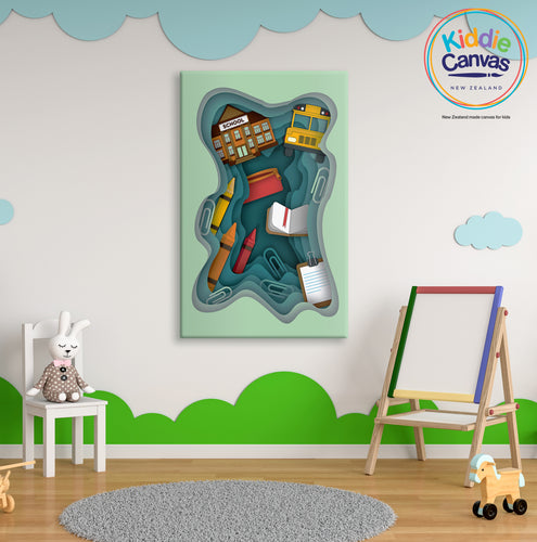 55. Papercut School artwork - KIDS CANVAS - by Mina Crafts