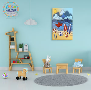 40. Papercut Boat artwork - KIDS CANVAS - by Mina Crafts