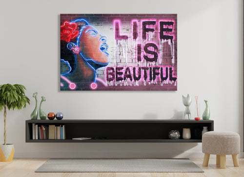 Banksy neon ( life is beautiful ) art Collab by art of Hero and Chanman
